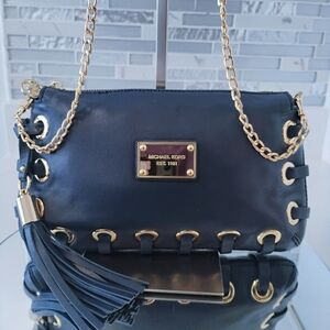 EUC Michael Kors Crossbody - Blue Leather w/Tassel (MSRP $328)